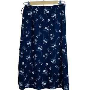 Y2K Floral Wrap Midi Skirt With Side Tie